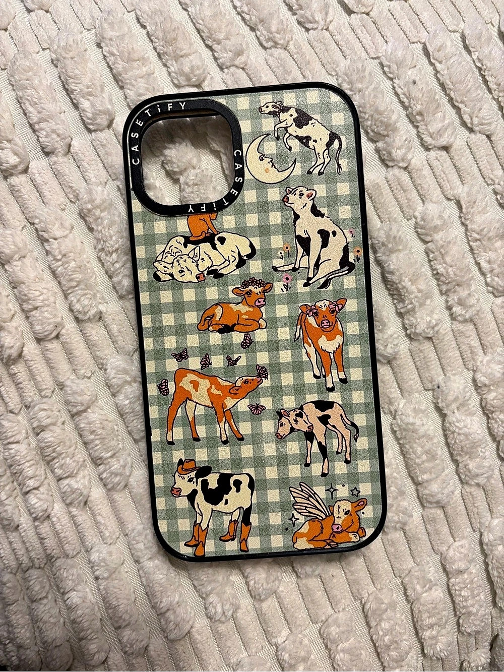 CASETiFY Cow Gingham Impact Case Green & Black - iPhone 13